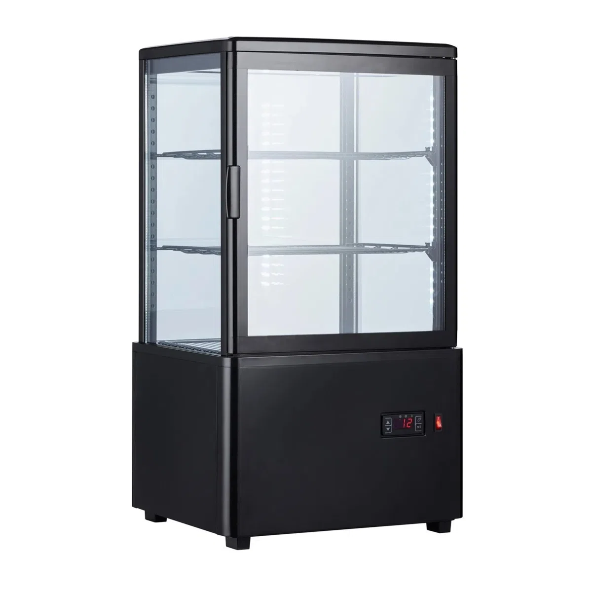 Ristoattrezzature Frigo Vetrina Bibite e Pasticceria 58 lt - 4 Lati in Vetro - Nera - +2/+10 °C - 44,7x40x81,9h cm