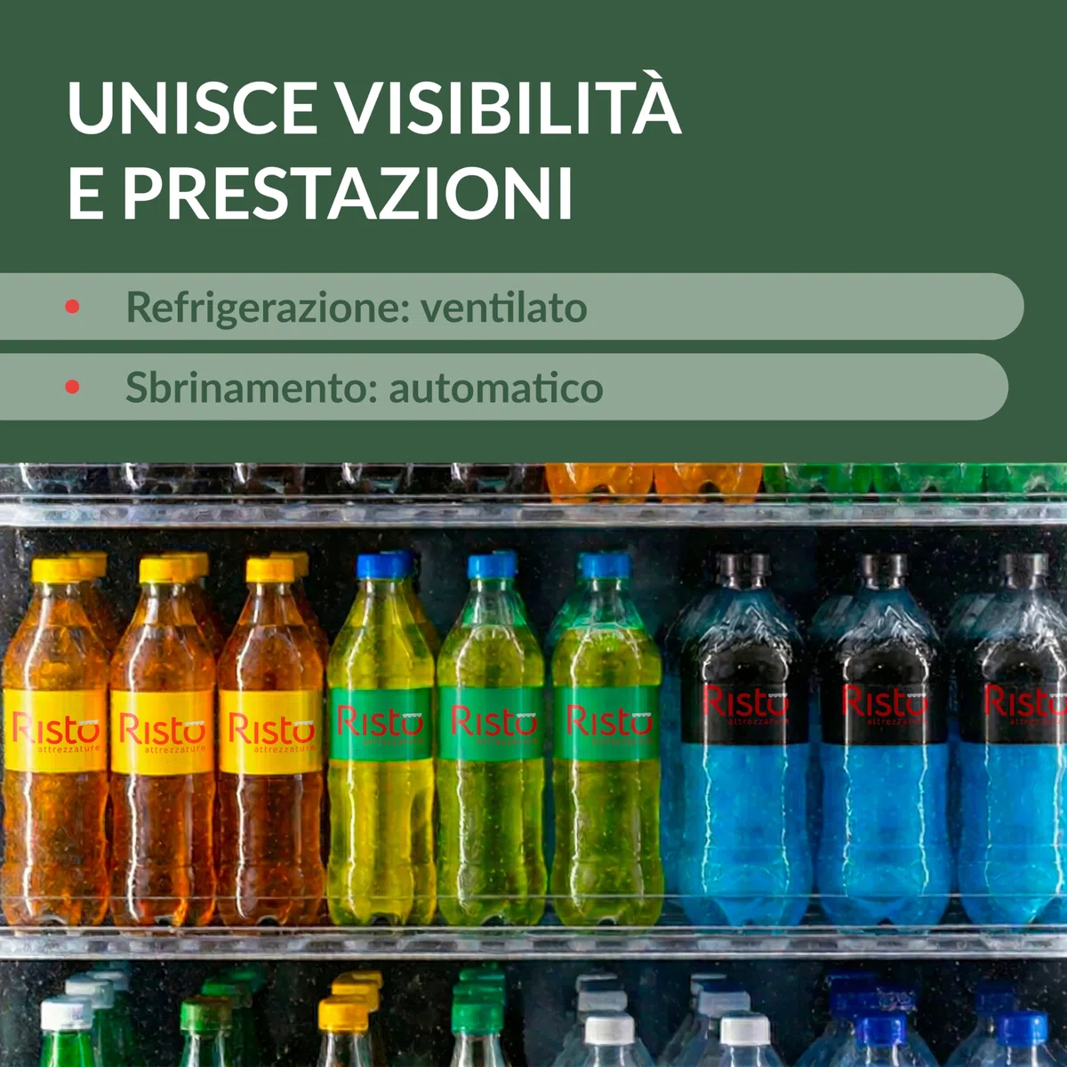 Ristoattrezzature Frigo Vetrina Bibite e Pasticceria 58 lt - 4 Lati in Vetro - Nera - +2/+10 °C - 44,7x40x81,9h cm