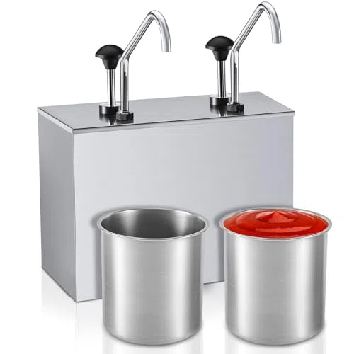 Dispenser a pompa per condimenti, in acciaio inox, per salse, ketchup, condimenti, insalate, marmellate, condimenti, durevole e igienico, essenziale da cucina