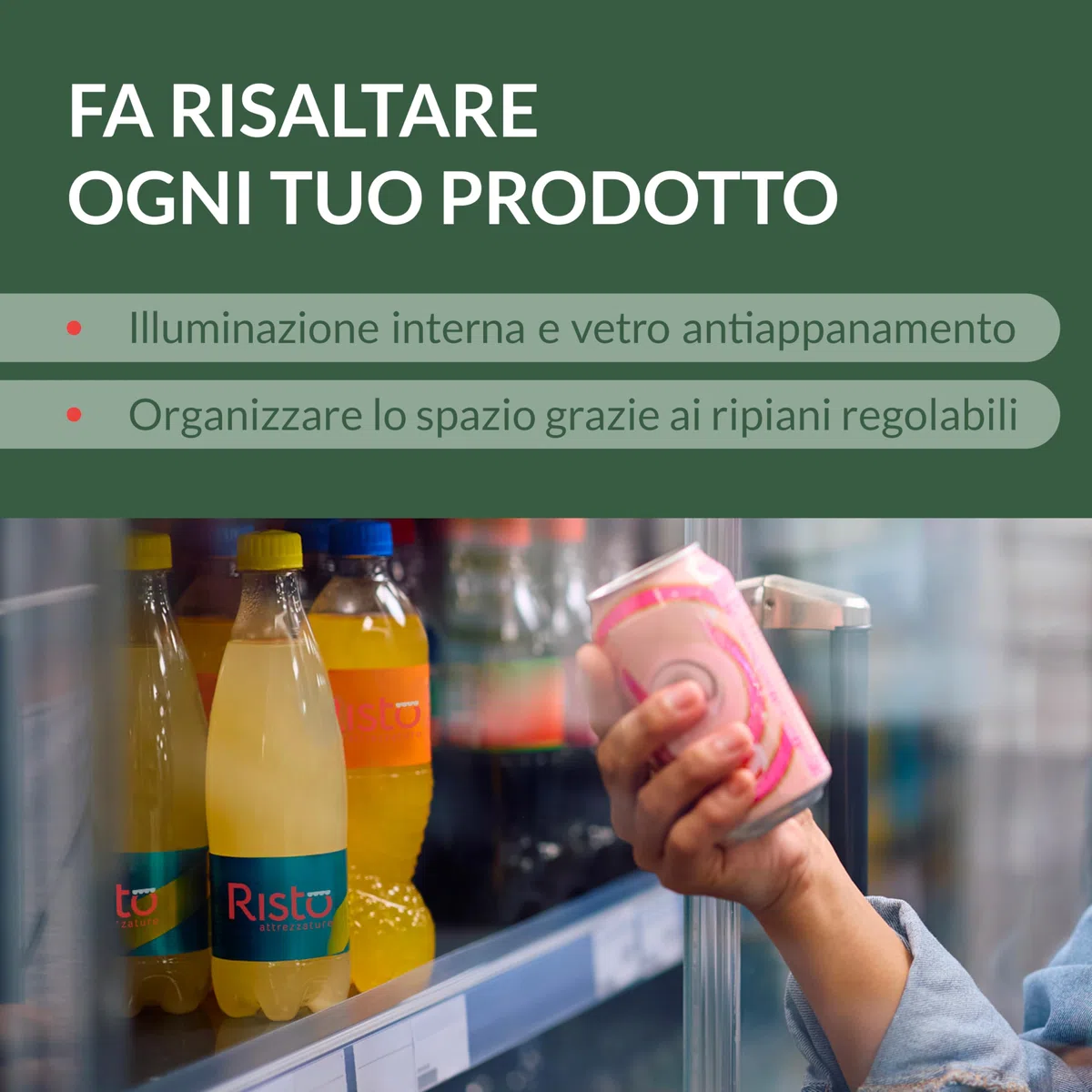Ristoattrezzature Frigo Vetrina Bibite e Pasticceria 58 lt - 4 Lati in Vetro - Nera - +2/+10 °C - 44,7x40x81,9h cm