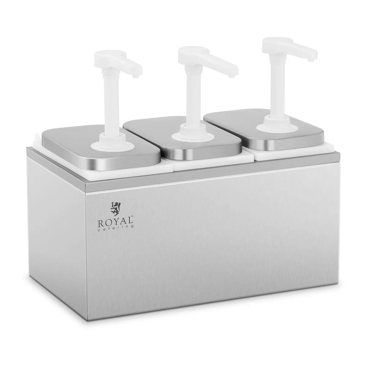 Royal Catering Dispenser per Salse Dosatori per Salse RCDI-6L (3 pompe, 3 x 2 L, Acciaio Inox)