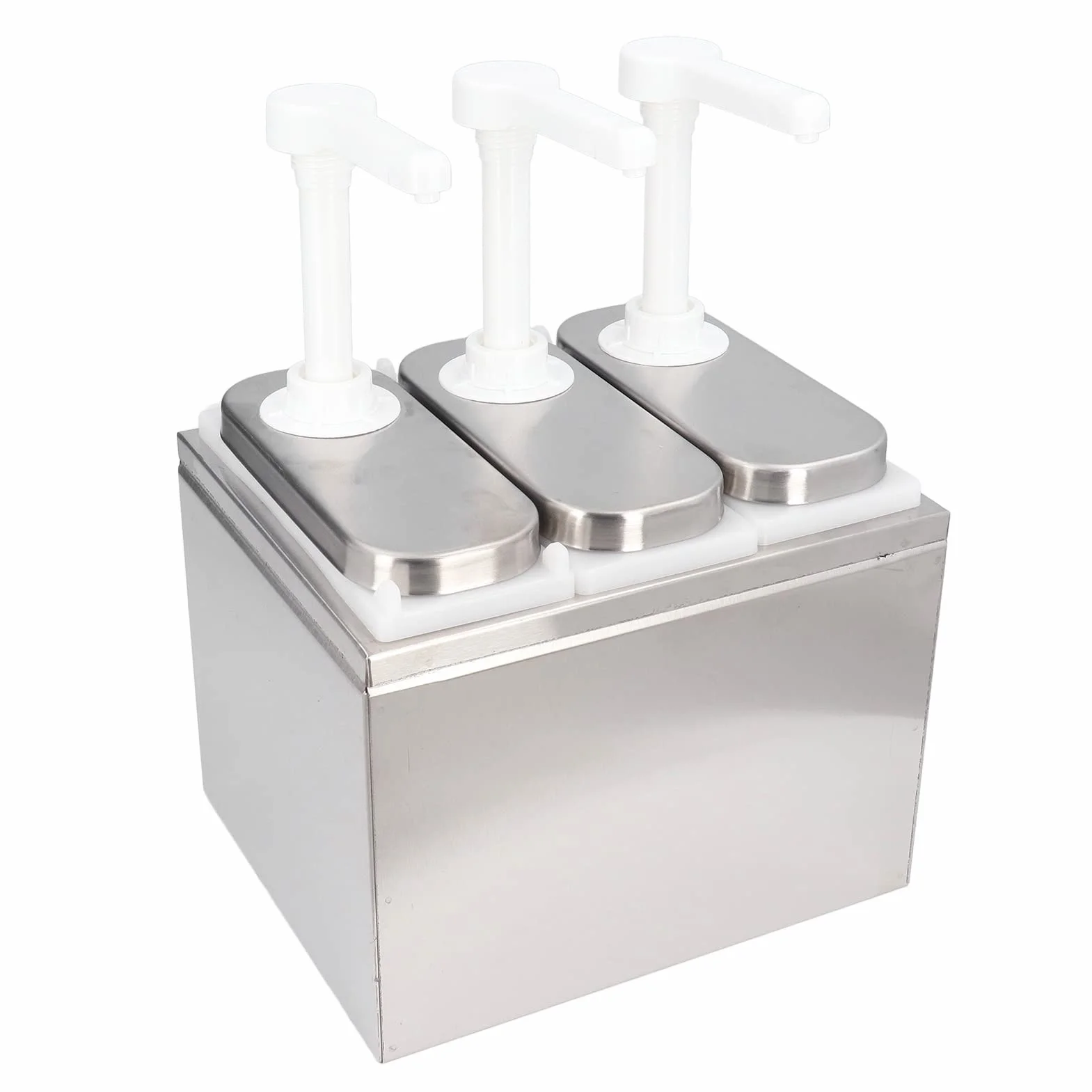 ciciglow Dispenser per salse da 1 l con base staccabile, 3 pompe, Argento