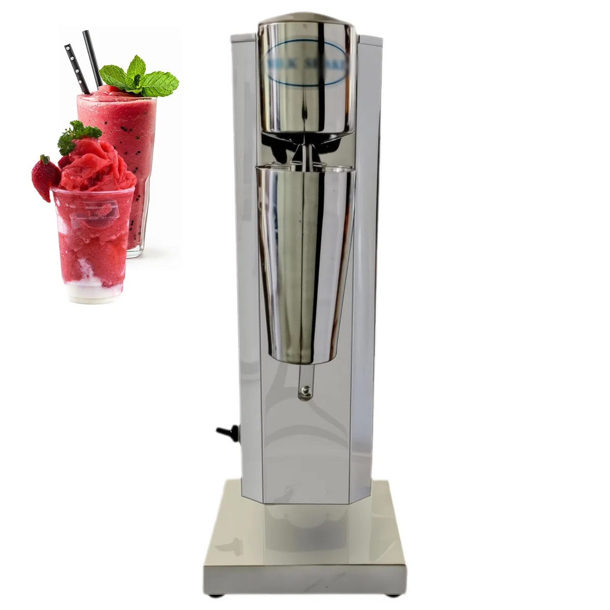 Macchina Milkshake Professionale, Mixer Milkshake Elettrico con Doppia Velocità, Lama a Farfalla, Piedini in Gomma, Frullatore in Acciaio Inox per Smoothie Latte e Gelato Single Head