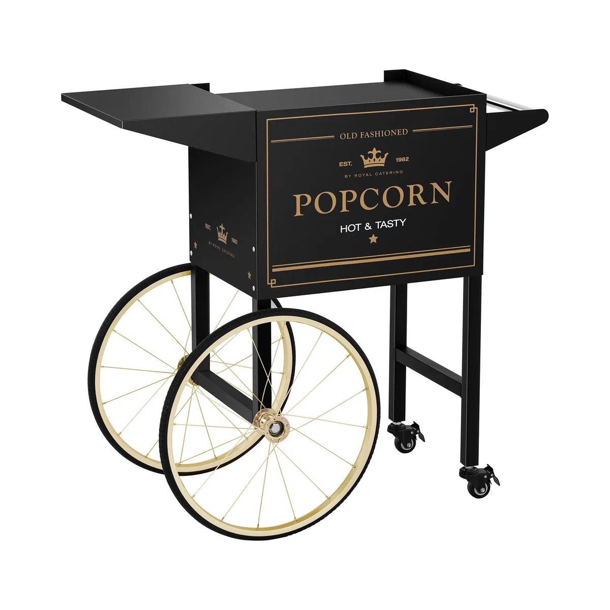 Royal Catering Carretto Per Macchina Per Pop Corn Carrello Pop-Corn RCPT-BGWG-1 (Nero/Oro, 88 cm, 4 ruote)