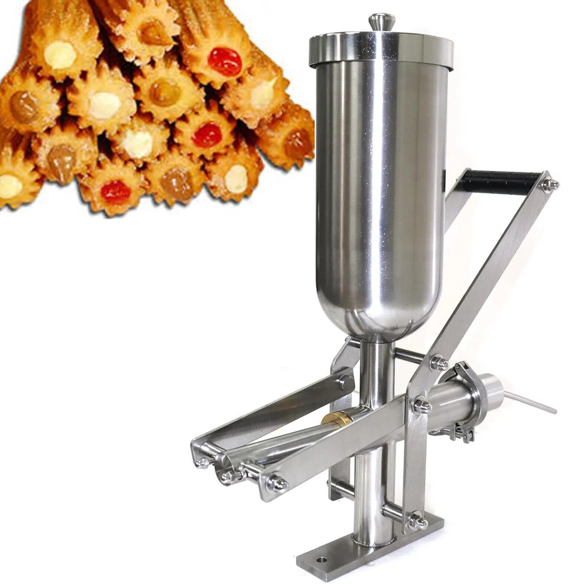 Macchina Manuale Dosatrice ±1g, 5L Serbatoio, per Riempire Bomboloni, Churros, Croissant, Crema, Marmellata, Nutella, Burro di Arachidi, Acciaio Inox, Professionale Longbeak