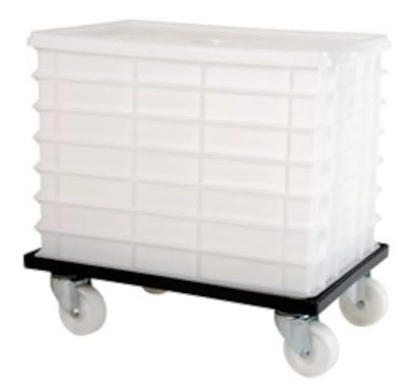 Set kit pizzeria Carrello box-service per cassetta pizzeria in plastica con ruote contenitore lievitazione pizza con coperchio 60x40x7h (Carrello+10 Cassette+1 Coperchio)