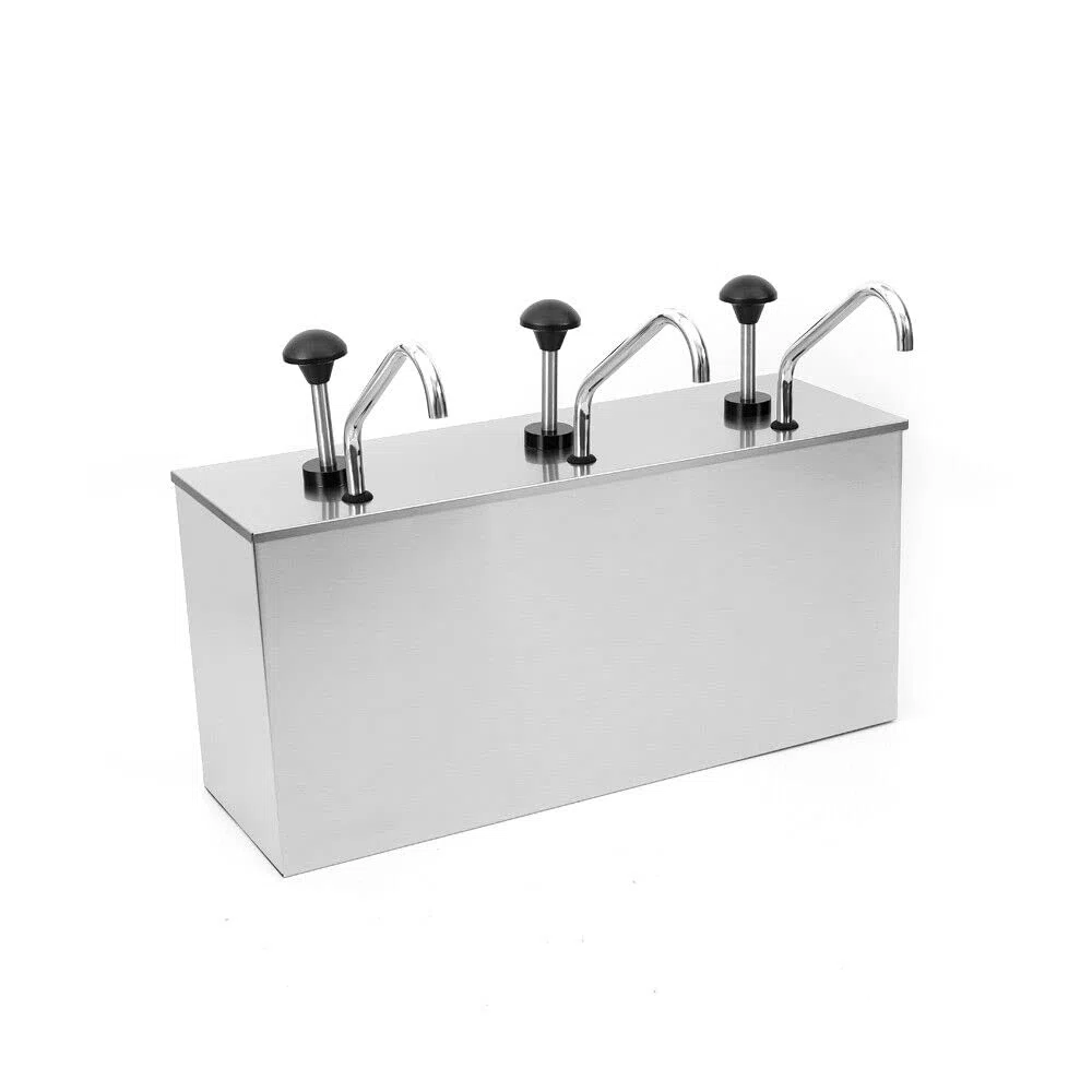 Dispenser di Salse in Acciaio Inox, Pompa per Senape e Gravy Boat per Attrezzature Buffet e Fast Food (Tre Estremità)